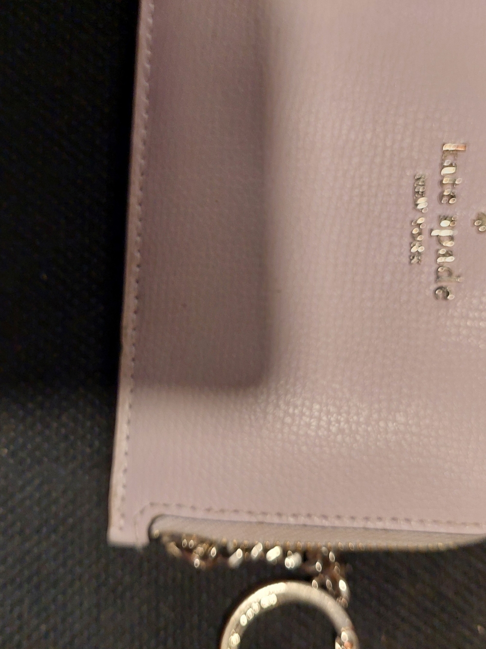 kate spade light lilac leather zip cardholder with gold-tone charm